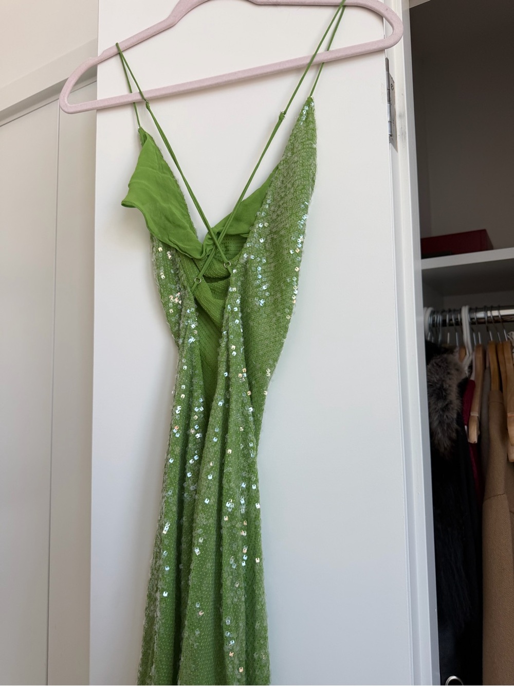 Rat & Boa Green Sequin Cowl Neck Slip Dress - Picture 6 of 8